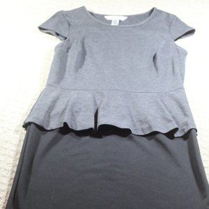 AA Studio Size 12 Grey and Black Ponte Dress with Peplum
